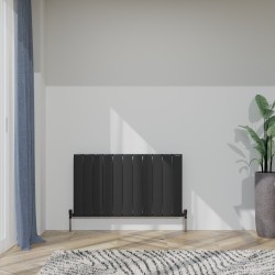 Radyal Tower Single Designer Black Aluminium Horizontal Radiator - 1040 x 600mm