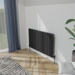 Radyal Tower Single Designer Black Aluminium Horizontal Radiator - 1040 x 600mm