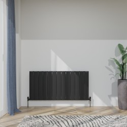 Radyal Tower Single Designer Black Aluminium Horizontal Radiator - 1230 x 600mm