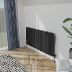Radyal Tower Single Designer Black Aluminium Horizontal Radiator - 1230 x 600mm