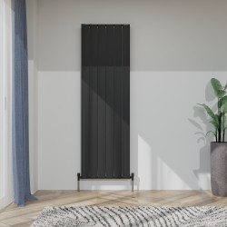 Radyal Tower Single Designer Black Aluminium Vertical Radiator - 565 x 1800mm