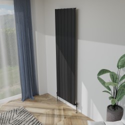 Radyal Tower Single Designer Black Aluminium Vertical Radiator - 565 x 1800mm