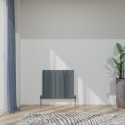 Radyal Tower Single Designer Anthracite Aluminium Horizontal Radiator - 660 x 600mm