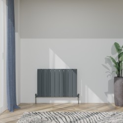 Radyal Tower Single Designer Anthracite Aluminium Horizontal Radiator - 850 x 600mm