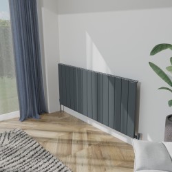 Radyal Tower Single Designer Anthracite Aluminium Horizontal Radiator - 1420 x 600mm