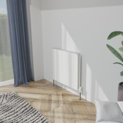Radyal Tower Bold Double Designer White Aluminium Horizontal Radiator - 660 x 600mm