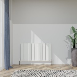 Radyal Tower Bold Double Designer White Aluminium Horizontal Radiator - 1040 x 600mm