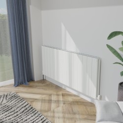 Radyal Tower Bold Double Designer White Aluminium Horizontal Radiator - 1420 x 600mm