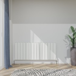 Radyal Tower Bold Double Designer White Aluminium Horizontal Radiator - 1420 x 600mm