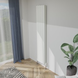 Radyal Tower Bold Double Designer White Aluminium Vertical Radiator - 375 x 1800mm