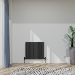 Radyal Tower Bold Double Designer Black Aluminium Horizontal Radiator - 660 x 600mm