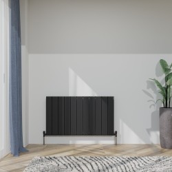 Radyal Tower Bold Double Designer Black Aluminium Horizontal Radiator - 1040 x 600mm