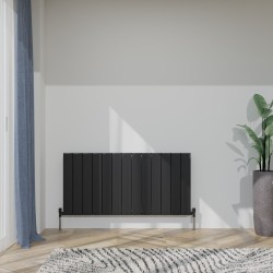 Radyal Tower Bold Double Designer Black Aluminium Horizontal Radiator - 1230 x 600mm