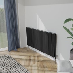 Radyal Tower Bold Double Designer Black Aluminium Horizontal Radiator - 1230 x 600mm