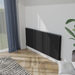 Radyal Tower Bold Double Designer Black Aluminium Horizontal Radiator - 1420 x 600mm