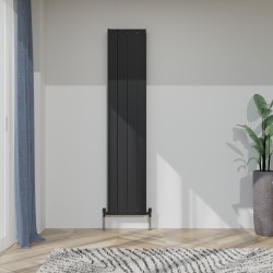 Radyal Tower Bold Double Designer Black Aluminium Vertical Radiator - 375 x 1800mm