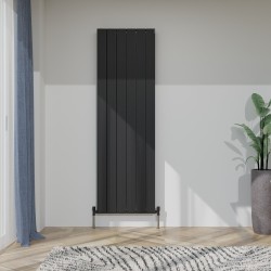 Radyal Tower Bold Double Designer Black Aluminium Vertical Radiator - 565 x 1800mm