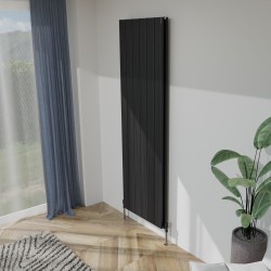 Radyal Tower Bold Double Designer Black Aluminium Vertical Radiator - 565 x 1800mm