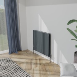 Radyal Tower Bold Double Designer Anthracite Aluminium Horizontal Radiator - 660 x 600mm