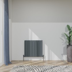 Radyal Tower Bold Double Designer Anthracite Aluminium Horizontal Radiator - 660 x 600mm