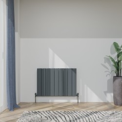 Radyal Tower Bold Double Designer Anthracite Aluminium Horizontal Radiator - 850 x 600mm