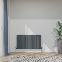 Radyal Tower Bold Double Designer Anthracite Aluminium Horizontal Radiator - 1040 x 600mm