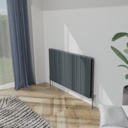 Radyal Tower Bold Double Designer Anthracite Aluminium Horizontal Radiator - 1040 x 600mm