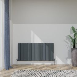 Radyal Tower Bold Double Designer Anthracite Aluminium Horizontal Radiator - 1230 x 600mm
