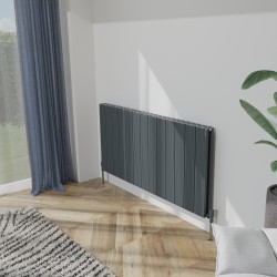 Radyal Tower Bold Double Designer Anthracite Aluminium Horizontal Radiator - 1230 x 600mm