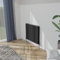 Radyal Tower Double Designer Black Aluminium Horizontal Radiator - 660 x 600mm