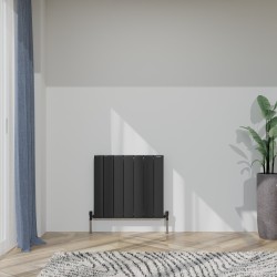 Radyal Tower Double Designer Black Aluminium Horizontal Radiator - 660 x 600mm