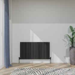 Radyal Tower Double Designer Black Aluminium Horizontal Radiator - 1040 x 600mm