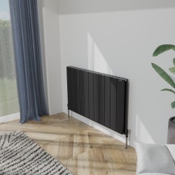 Radyal Tower Double Designer Black Aluminium Horizontal Radiator - 1040 x 600mm