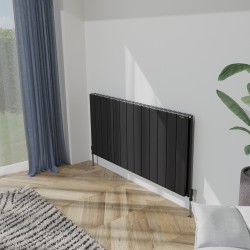 Radyal Tower Double Designer Black Aluminium Horizontal Radiator - 1230 x 600mm