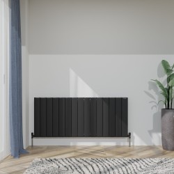 Radyal Tower Double Designer Black Aluminium Horizontal Radiator - 1420 x 600mm