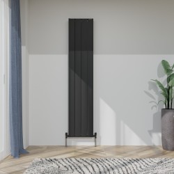 Radyal Tower Double Designer Black Aluminium Vertical Radiator - 375 x 1800mm