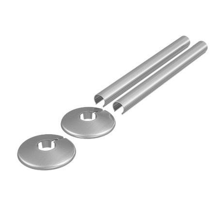 200mm Brushed Nickel "Snap On" Radiator Pipe & Collars