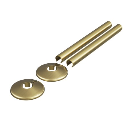 200mm Brushed Brass "Snap On" Radiator Pipe & Collars