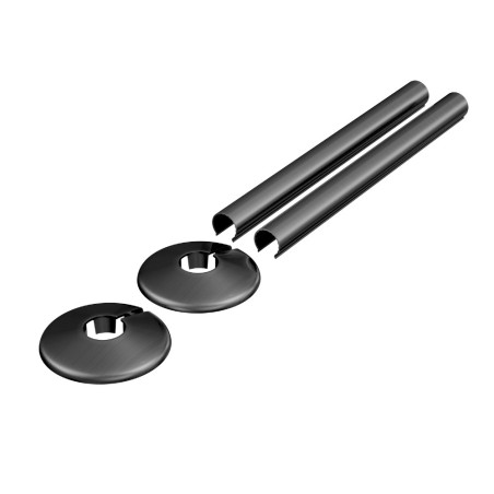 200mm Brushed Gunmetal "Snap On" Radiator Pipe & Collars
