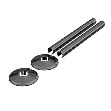 200mm Black Nickel "Snap On" Radiator Pipe & Collars