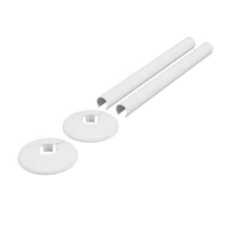 200mm White "Snap On" Radiator Pipe & Collars