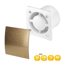 100mm Turbo Bathroom Extractor Fan with Timer – Brushed Brass Cover