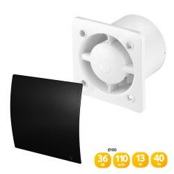 100mm Turbo Bathroom Extractor Fan with Timer – Black Cover