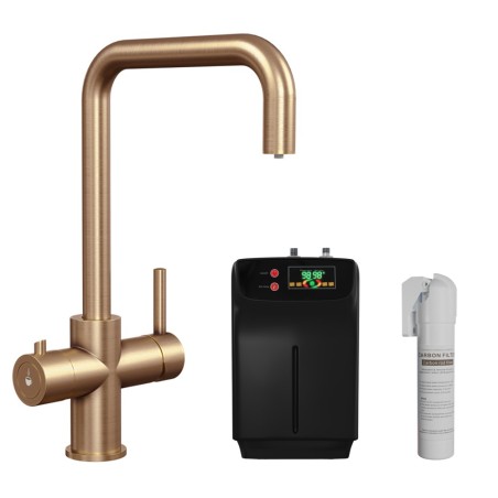 Brushed Copper 3-in-1 Instant Boiling Water Kitchen Tap – 2.4L Digital Boiler, Filter & 360° Swivel