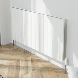 Radyal Tower Single Designer White Aluminium Horizontal Radiator - 1230 x 600mm