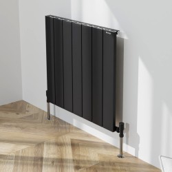 Radyal Tower Single Designer Black Aluminium Horizontal Radiator - 660 x 600mm