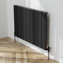 Radyal Tower Single Designer Black Aluminium Horizontal Radiator - 850 x 600mm
