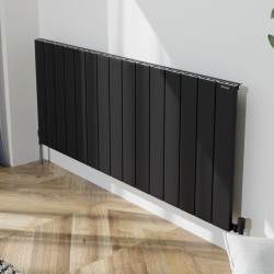 Radyal Tower Single Designer Black Aluminium Horizontal Radiator - 1420 x 600mm