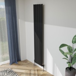 Radyal Tower Single Designer Black Aluminium Vertical Radiator - 375 x 1800mm