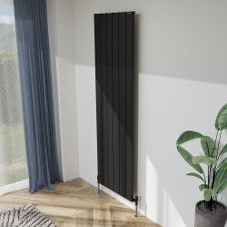 Radyal Tower Single Designer Black Aluminium Vertical Radiator - 565 x 1800mm